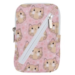 Cat Pattern Pink Background Belt Pouch Bag (small) by danenraven