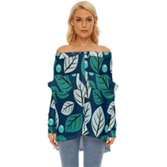 Vibrant Fall Autumn   Off Shoulder Chiffon Pocket Shirt