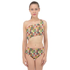 Xmas Christmas Pattern Spliced Up Two Piece Swimsuit