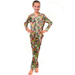 Xmas Christmas Pattern Kid s Satin Long Sleeve Pajamas Set by danenraven