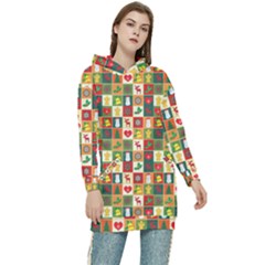 Xmas Christmas Pattern Women s Long Oversized Pullover Hoodie