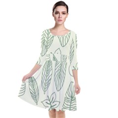 Banana Leaves Draw  Quarter Sleeve Waist Band Dress by ConteMonfrey