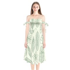 Banana Leaves Draw  Shoulder Tie Bardot Midi Dress by ConteMonfrey