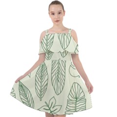 Banana Leaves Draw  Cut Out Shoulders Chiffon Dress by ConteMonfrey