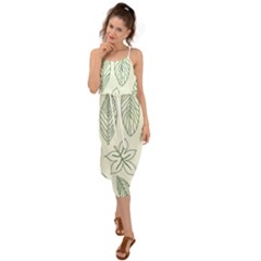 Banana Leaves Draw  Waist Tie Cover Up Chiffon Dress