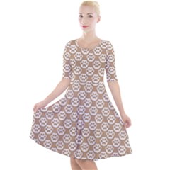 Brown Little Paws - Cute Cat Lover  Quarter Sleeve A-line Dress