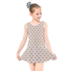 Brown Little Paws - Cute Cat Lover  Kids  Skater Dress Swimsuit