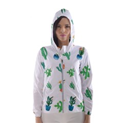 Among Succulents And Cactus  Women s Hooded Windbreaker by ConteMonfrey