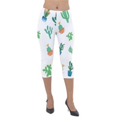 Among Succulents And Cactus  Lightweight Velour Capri Leggings  by ConteMonfrey