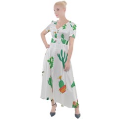 Among Succulents And Cactus  Button Up Short Sleeve Maxi Dress by ConteMonfrey