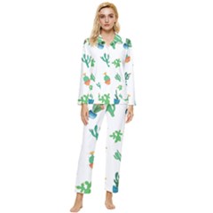 Among Succulents And Cactus  Womens  Long Sleeve Velvet Pocket Pajamas Set by ConteMonfrey