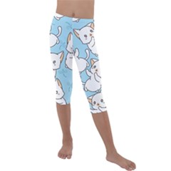 Seamless-little-cat-dragonfly-pattern Kids  Lightweight Velour Capri Leggings 