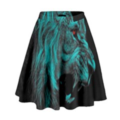 Angry Male Lion Predator Carnivore High Waist Skirt