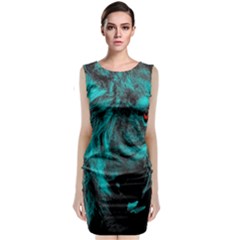 Angry Male Lion Predator Carnivore Sleeveless Velvet Midi Dress by Jancukart