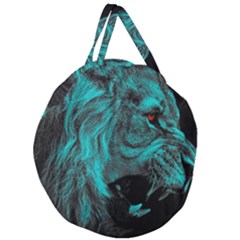 Angry Male Lion Predator Carnivore Giant Round Zipper Tote by Jancukart