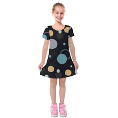 Circle Pattern Abstract Polka Dot Kids  Short Sleeve Velvet Dress