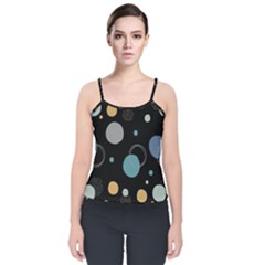 Circle Pattern Abstract Polka Dot Velvet Spaghetti Strap Top