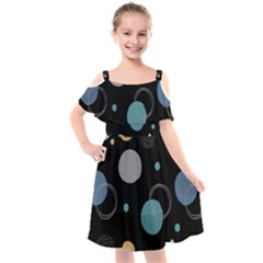 Circle Pattern Abstract Polka Dot Kids  Cut Out Shoulders Chiffon Dress by danenraven