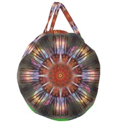 Mandala Trees Flower Psychedelic Giant Round Zipper Tote by danenraven