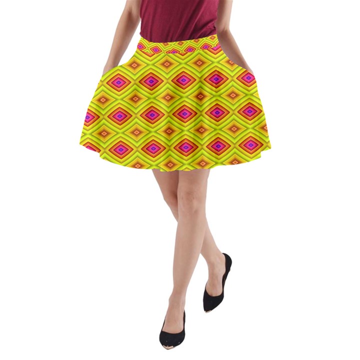 Red Yellow Abstract A-Line Pocket Skirt