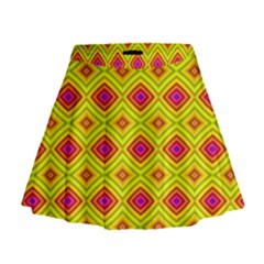 Red Yellow Abstract Mini Flare Skirt by artworkshop