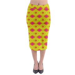 Red Yellow Abstract Midi Pencil Skirt