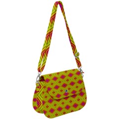 Red Yellow Abstract Saddle Handbag by artworkshop