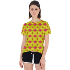 Red Yellow Abstract Open Back Sport Tee by artworkshop