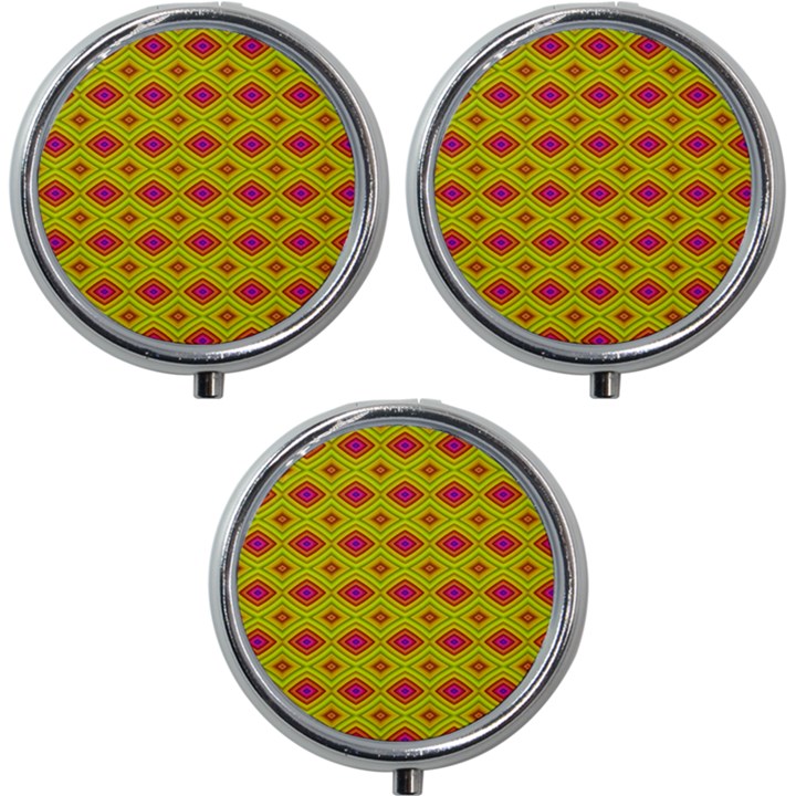 Red Yellow Abstract Mini Round Pill Box (Pack of 3)