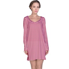 Red Gingham Check Long Sleeve Nightdress by artworkshop