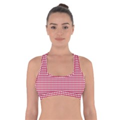 Red Gingham Check Cross Back Sports Bra by artworkshop