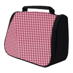 Red Gingham Check Full Print Travel Pouch (small) by artworkshop