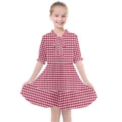 Red Gingham Check Kids  All Frills Chiffon Dress by artworkshop