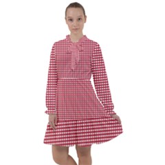 Red Gingham Check All Frills Chiffon Dress by artworkshop