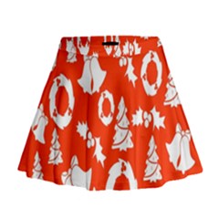 Orange  Card Christmas December Mini Flare Skirt