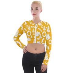 Orang Card Christmas Long Sleeve Cropped Velvet Jacket by artworkshop