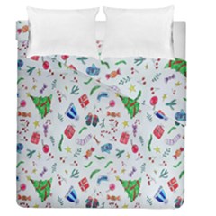 New Year Christmas Winter Watercolor Duvet Cover Double Side (Queen Size)