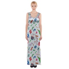 New Year Christmas Winter Watercolor Thigh Split Maxi Dress by artworkshop