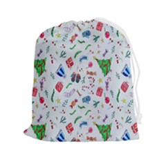 New Year Christmas Winter Watercolor Drawstring Pouch (2xl) by artworkshop