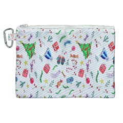 New Year Christmas Winter Watercolor Canvas Cosmetic Bag (XL)