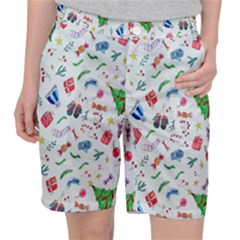 New Year Christmas Winter Watercolor Pocket Shorts