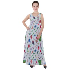 New Year Christmas Winter Watercolor Empire Waist Velour Maxi Dress by artworkshop