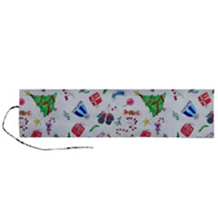 New Year Christmas Winter Watercolor Roll Up Canvas Pencil Holder (l) by artworkshop