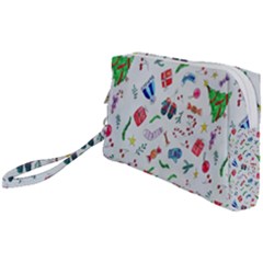 New Year Christmas Winter Watercolor Wristlet Pouch Bag (small)