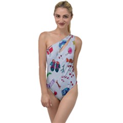 New Year Christmas Sketch Gifts To One Side Swimsuit by artworkshop