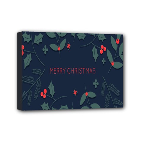 Merry Christmas  Frame Flora Mini Canvas 7  X 5  (stretched) by artworkshop