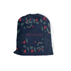 Merry Christmas  Frame Flora Drawstring Pouch (large) by artworkshop