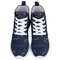 Merry Christmas  Frame Flora Women s Lightweight High Top Sneakers by artworkshop