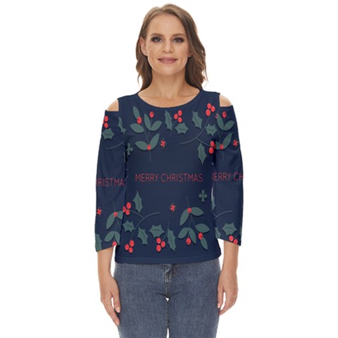 Merry Christmas  Frame Flora Cut Out Wide Sleeve Top by artworkshop