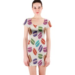 Macaron Macaroon Stylized Macaron Design Repetition Short Sleeve Bodycon Dress by artworkshop